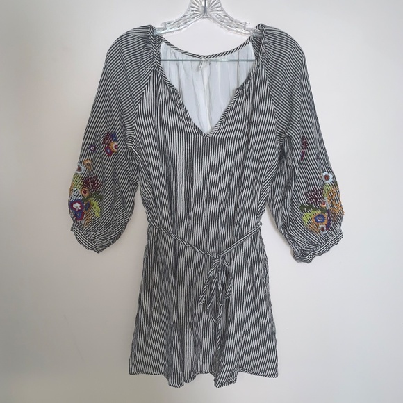 Anthropologie Featherbone Lindsay Embroidered Striped Tunic Dress S - Picture 8 of 9